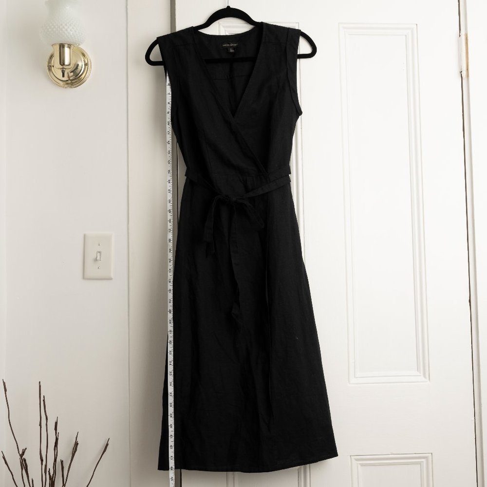 Banana Republic Black Linen Cotton Wrap Dress